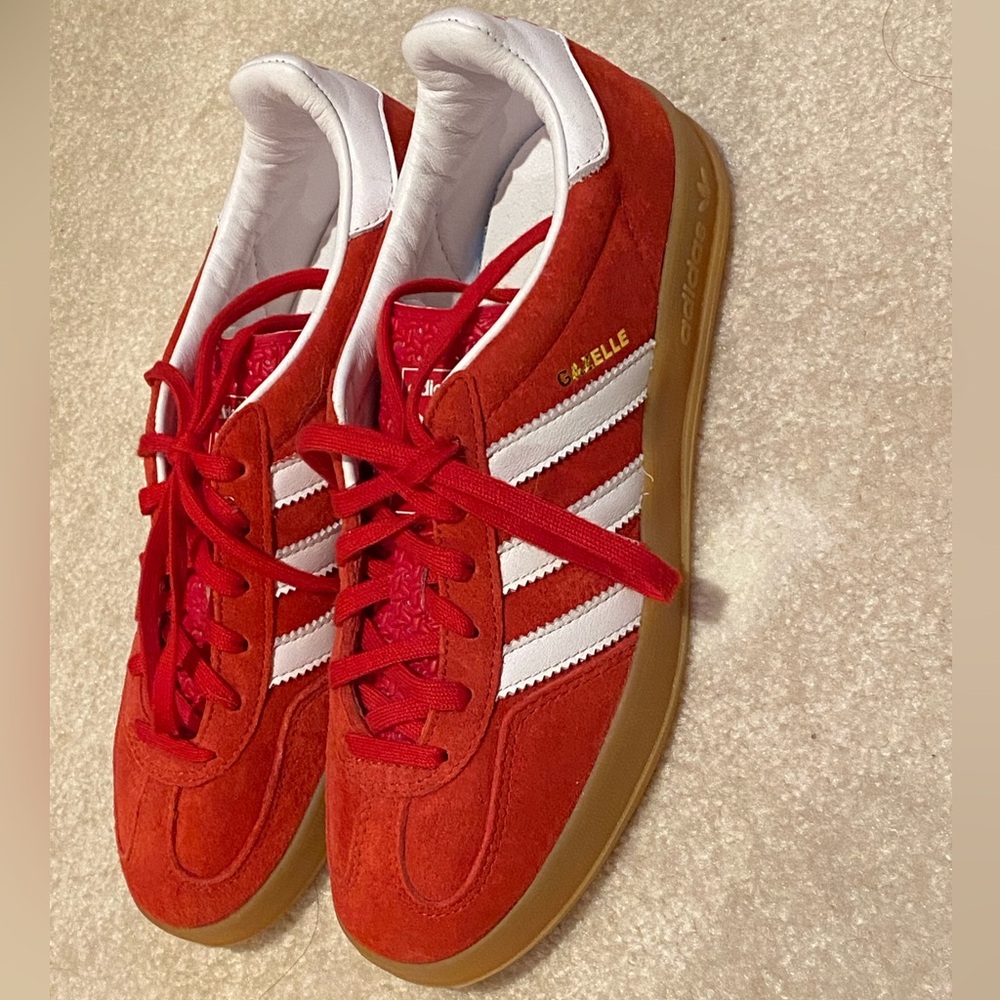 adidas Red and White Gazelle Shoes